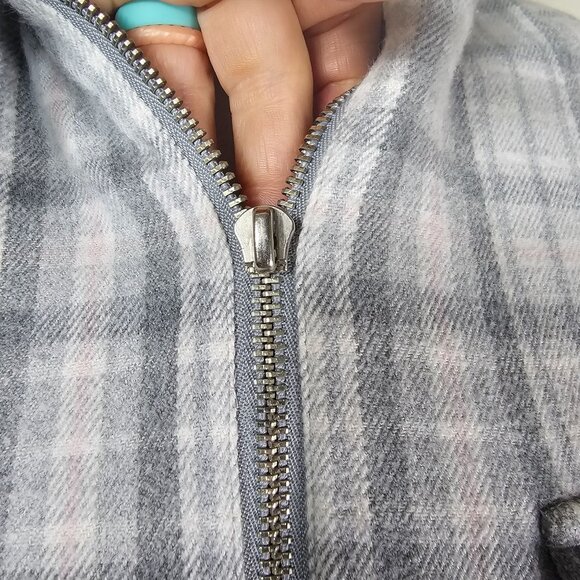 VTG Lauren Ralph Lauren Pastel Plaid Cotton Pullover Jacket Sz M Gray & Pink - Picture 7 of 11